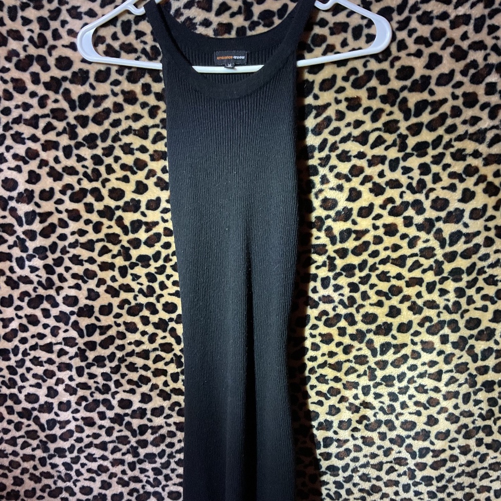 Black open back dress